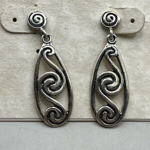 Elegant Sterling Silver Swirl Dangling  Earrings